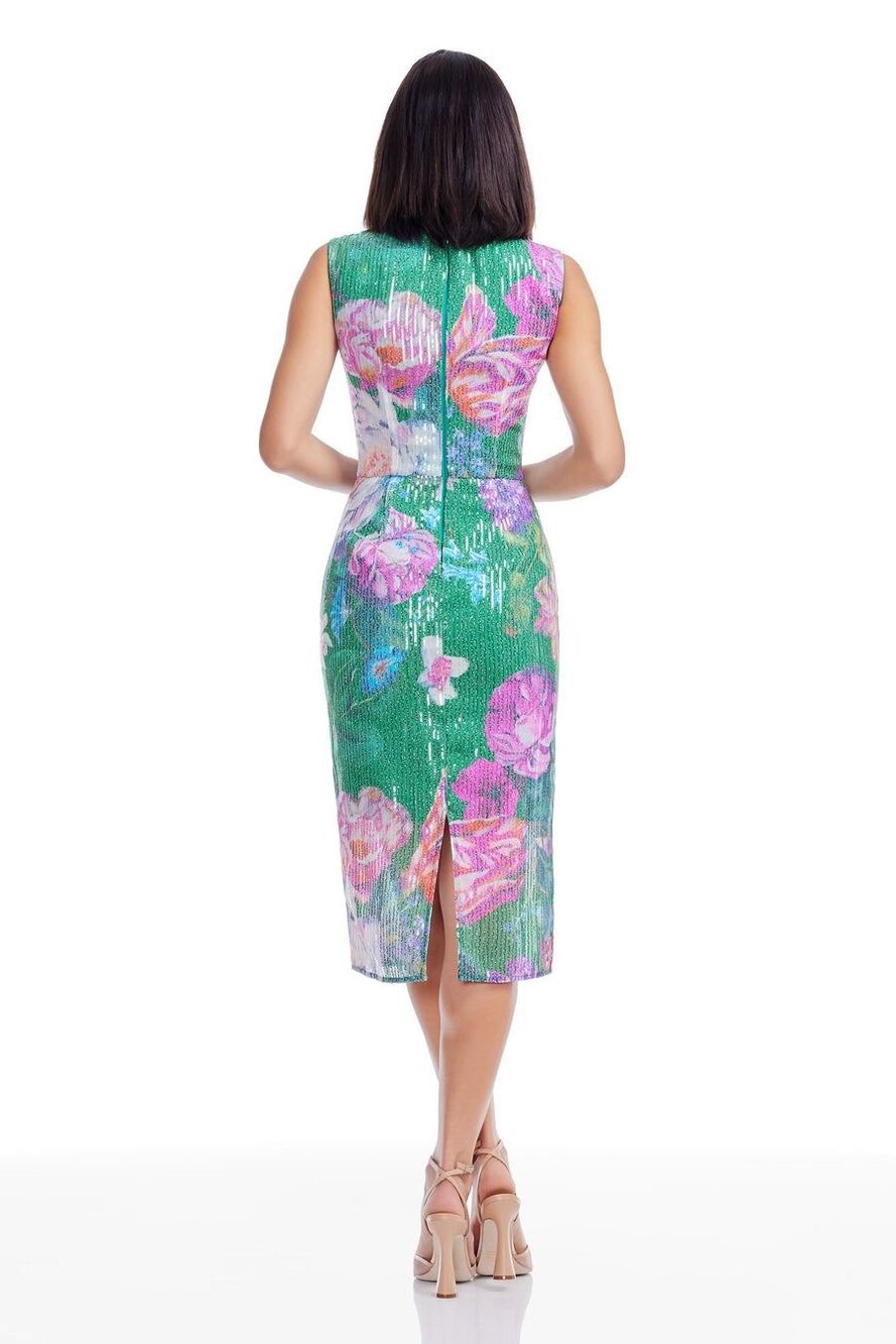 Dress the Population Claudette Floral-Print Sleeveless Bodycon Sequin Midi Dress - Picture 6 of 7